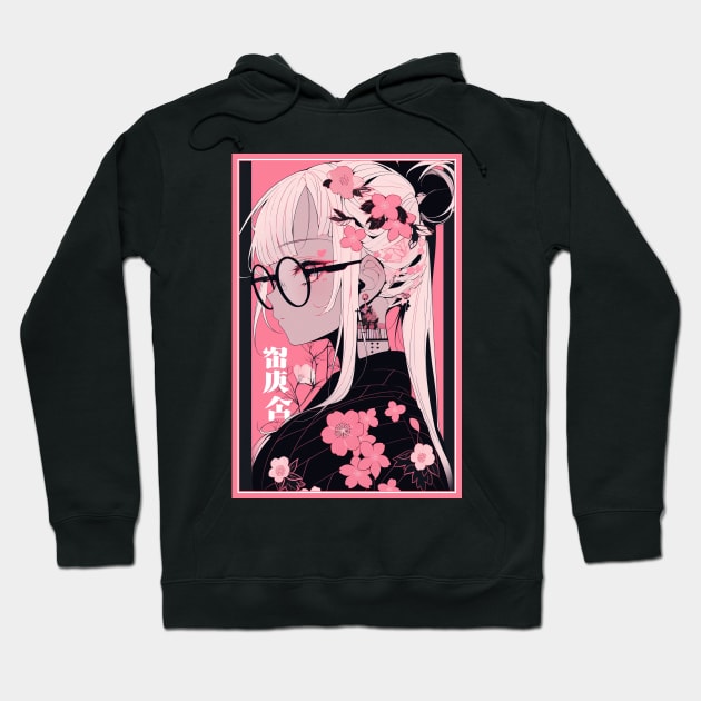 Aesthetic Anime Girl Pink Rosa Black | Quality Aesthetic Anime Design | Premium Chibi Manga Anime Art Hoodie by AlNoah